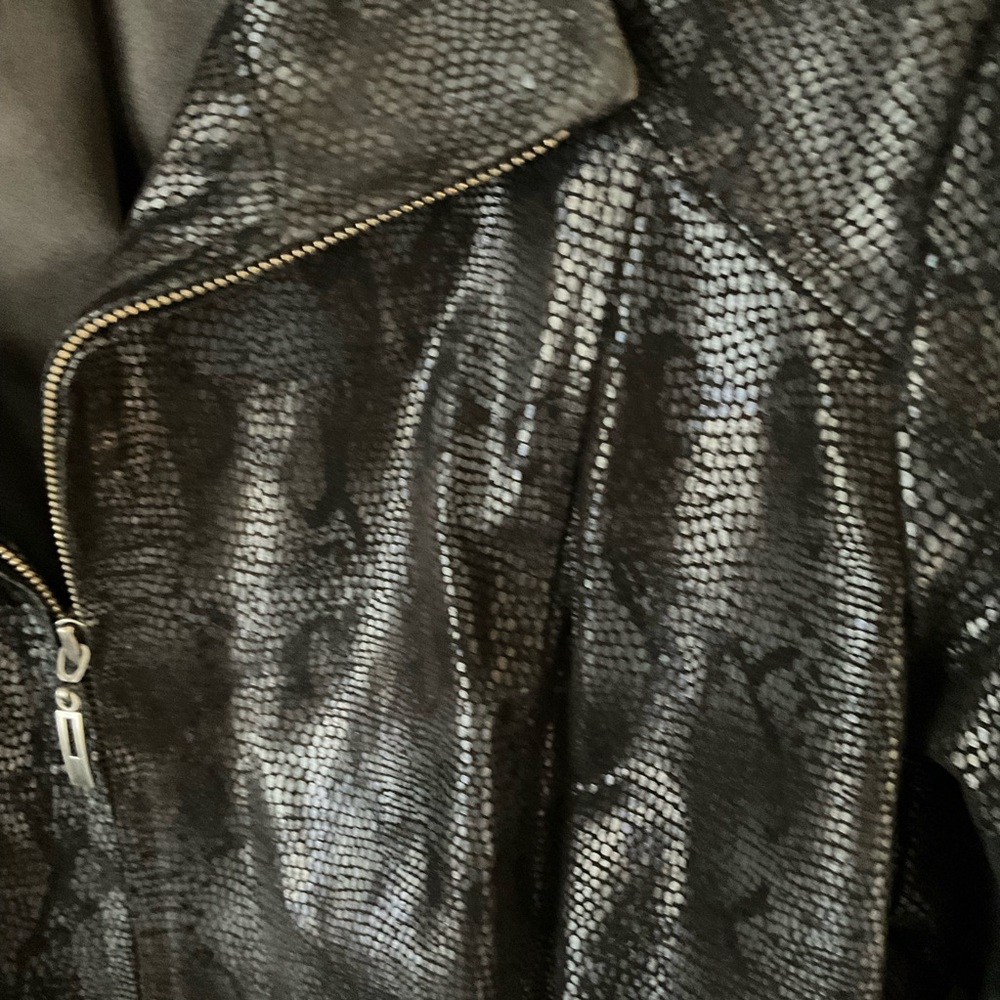 Preston & York snake skin print Black Leather Jacket size medium vintage Y2k - Picture 3 of 11